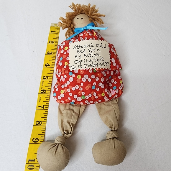 Bean Bag Stress Doll 10" x 4" Office Humor Bad Hair Home Accent or Office Decor - Picture 5 of 9